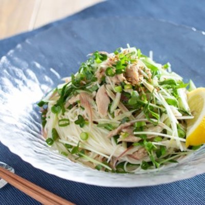 ツナとたっぷり薬味の和えそうめん