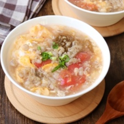 5分で完成!腸活に!【雑穀入りもずくとトマトのかき卵スープ】