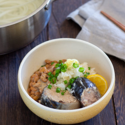 氷温熟成さば缶のおろしひっぱりうどん