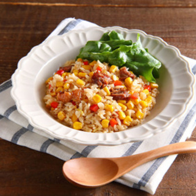 もろこしまみれの焼きとりチャーハン