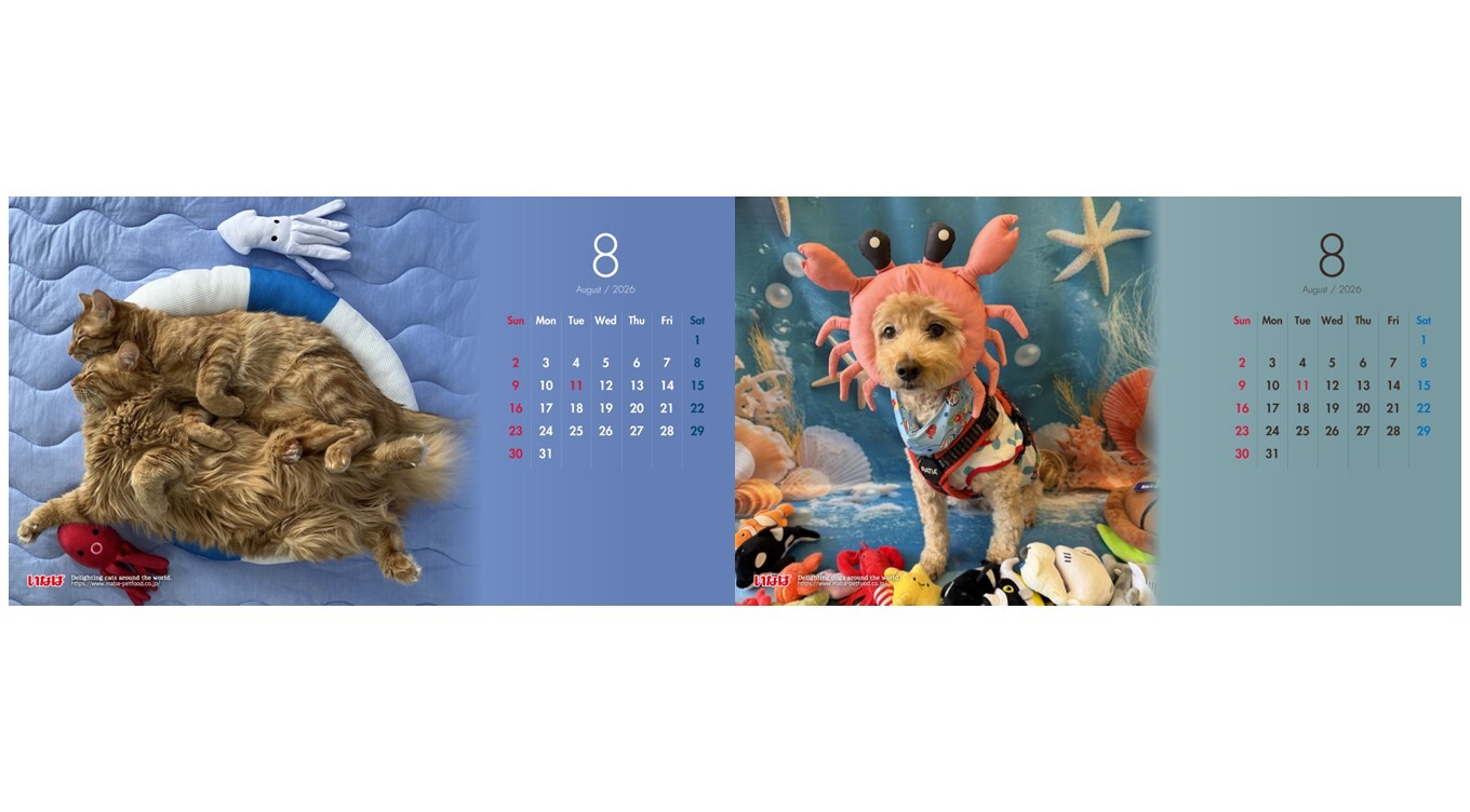 テーマは「海」　2026年8月わんちゃん・猫ちゃんカレンダー画像を公開中！