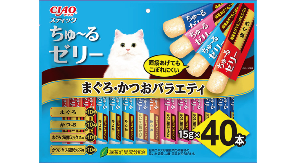 猫ちゃんの「CIAO スティック まぐろ・かつおバラエティ 40本入り」新発売！