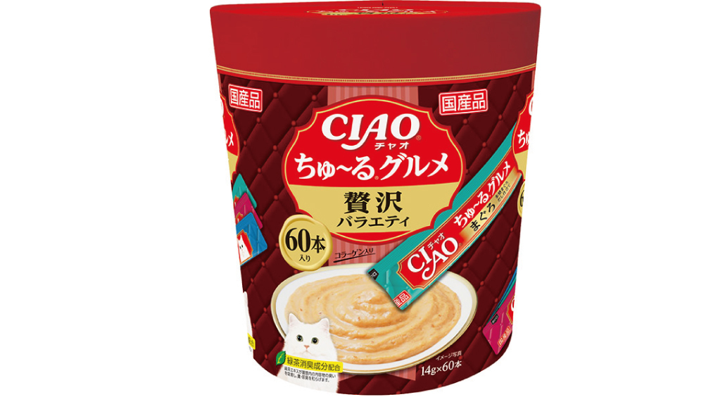 猫ちゃんの新感覚おやつ「CIAO ちゅ～るグルメ」贅沢バラエティ 60本入り新発売！