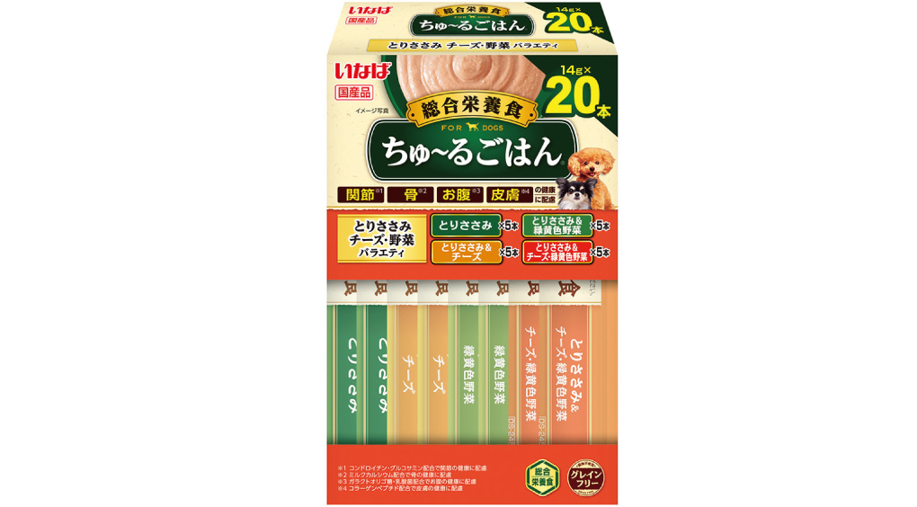 わんちゃんの総合栄養食「ちゅ～るごはん とりささみ チーズ・野菜