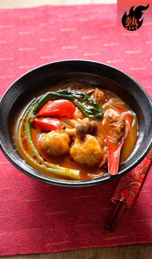 チキンとタイカレー(赤カレー)で作るスパイシー麻辣湯